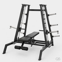 Machine Smith Commerciale à Charge de Poids, Banc de Presse Pectorale, Presse Épaules Professionnelle 3-en-1, Équipement de Musculation et Fitness