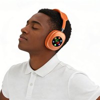 Headphone Nirkabel Mosslife Over-Ear, Headset Gaming Layar Sentuh LCD dengan Panel LED, Headphone Olahraga Latensi Rendah