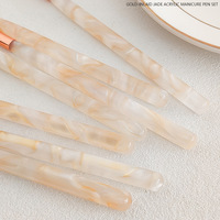 Ensemble de 7 pinceaux à ongles en acrylique incrustés d'or, pinceaux de manucure professionnels avec capuchon métallique pour salon de manucure et usage domestique DIY