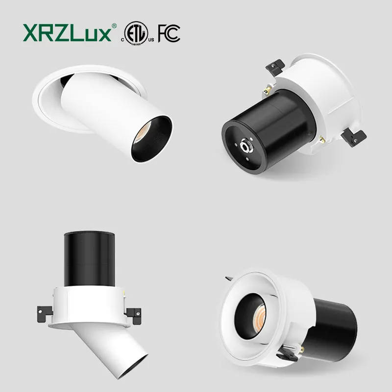 XRZLux สปอตไลท์เครื่องซักผ้าฝาผนัง LED แบบปรับได้แบบพับเก็บได้ป้องกันแสงสะท้อนแบบฝังยืดได้ 10W หรี่แสงได้ LED ซังดาวน์ไลท์