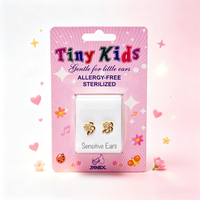 Vente en gros usine – Boucles d'oreilles pour enfants en acier inoxydable et zircon, personnalisées, transfrontalières, roses, stériles, en boîte, style coréen Janxe