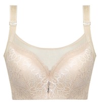 Soutien-gorge confortable en nylon brodé de dentelle fine pour femme, grande taille, sans couture, push-up, fermeture avant, lingerie sexy