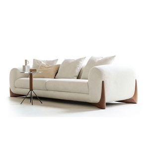 Juego de Sofás Modernos y Sencillos de Tela Crema Nórdica para Apartamentos Pequeños, Estilo Japonés Wabi-Sabi con Lana de Cordero para Sala de Estar - Product Image 4
