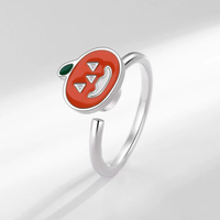 Bague ajustable et rotative en cuivre Jeutelis avec pendentif citrouille émaillé, bague anti-stress, vente en gros OEM