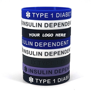 Bracelet d'identification d'alerte médicale en silicone insulino-dépendant diabétique de <span class=keywords><strong>type</strong></span> 1 personnalisé pour la sécurité et la sensibilisation - Product Image 1