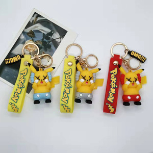 Nouveau style – Porte-clés 3D en silicone gel série Pikachu Ours Beibei, pendentifs pour sacs et voitures, accessoires personnalisés avec logo, cadeaux en gros - Product Image 2