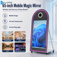 Miroir interactif photo 65 pouces, borne photo numérique mobile 43 pouces avec écran tactile Win11 i5 8 Go 256 Go pour événements commerciaux