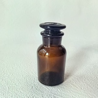 Pot d'apothicaire en verre brun ambré à large bouche de 60ml avec bouchon à vis compte-gouttes flacon de réactif de pharmacie de laboratoire avec bouchon en verre