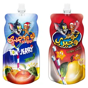 Sacchetto di imballaggio stand up succo di imballaggio sacchetto di imballaggio personalizzato in alluminio sacchetto di plastica con interno paglia o tappo OEM