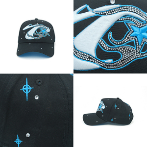 Mới đến da lộn 5 bảng G5 tùy chỉnh 3D thêu ngọn lửa thô lỗ Mũ Rhinestone pha lê innedit Rico Mũ bóng chày mũ râu - Product Image 5