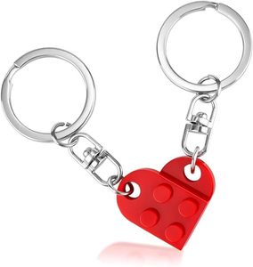 Juego de 2 Llaveros Acrílicos con Forma de Corazón para el Día de San Valentín, Bloques de Construcción de Ladrillos, Regalos de Amor para Parejas, Novios y Novias - Product Image 1