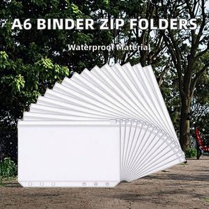 Pochettes A6 à 6 trous pour classeur, enveloppes budgétaires, dossiers transparents à fermeture éclair, sacs à feuilles mobiles, classement de documents en PVC imperméable - Product Image 2