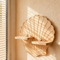 Étagère murale en bois de pin créative en forme de coquillage, style bohème moderne et simple, pour pot de fleurs, décoration d'intérieur, vente en gros