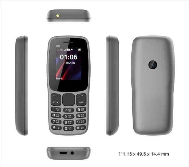 OEM Cheap Phone 1.77-2G Dual SIM Dual Standby Straight Bar Button Classic Backup Student Elderly Feature Phone 600mAh Spreadtrum