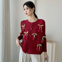 Nouveauté 2026 : Blouse plissée Miyake à nœud floral unie pour femme, manches longues, style japonais et coréen, haut doux et élégant