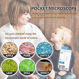 Microscope de poche en plastique 60-200x, jouets éducatifs scientifiques STEM pour l'extérieur, portables - Product Image 4