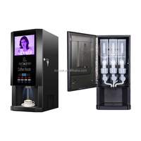 Distributore Automatico di Caffè da Banco Multimediale con 3 Bevande Calde e 3 Fredde, Macchina per Caffè Istantaneo a Doppia Temperatura con Pulsanti Touch