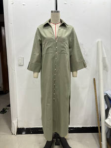 Vestido de Manga Larga con Cuello en V y Abertura Lateral Estilo Camisa, Nueva Moda para Mujer, KAR & OT ZA 8372070 - Product Image 3