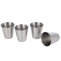 4 Pcs/Set Mini verre à liqueur en acier inoxydable 30ml poli Verres à vin avec housse en cuir pour la maison Cuisine Bar