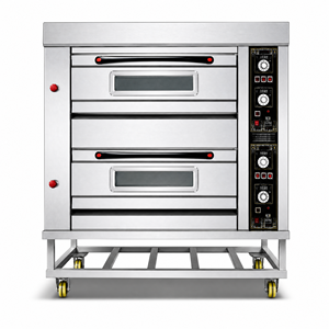 Four électrique commercial à double étage, 2 niveaux, 4 plateaux, en acier inoxydable, pour boulangerie et <span class=keywords><strong>pizza</strong></span>, 220V 380V - Product Image 1