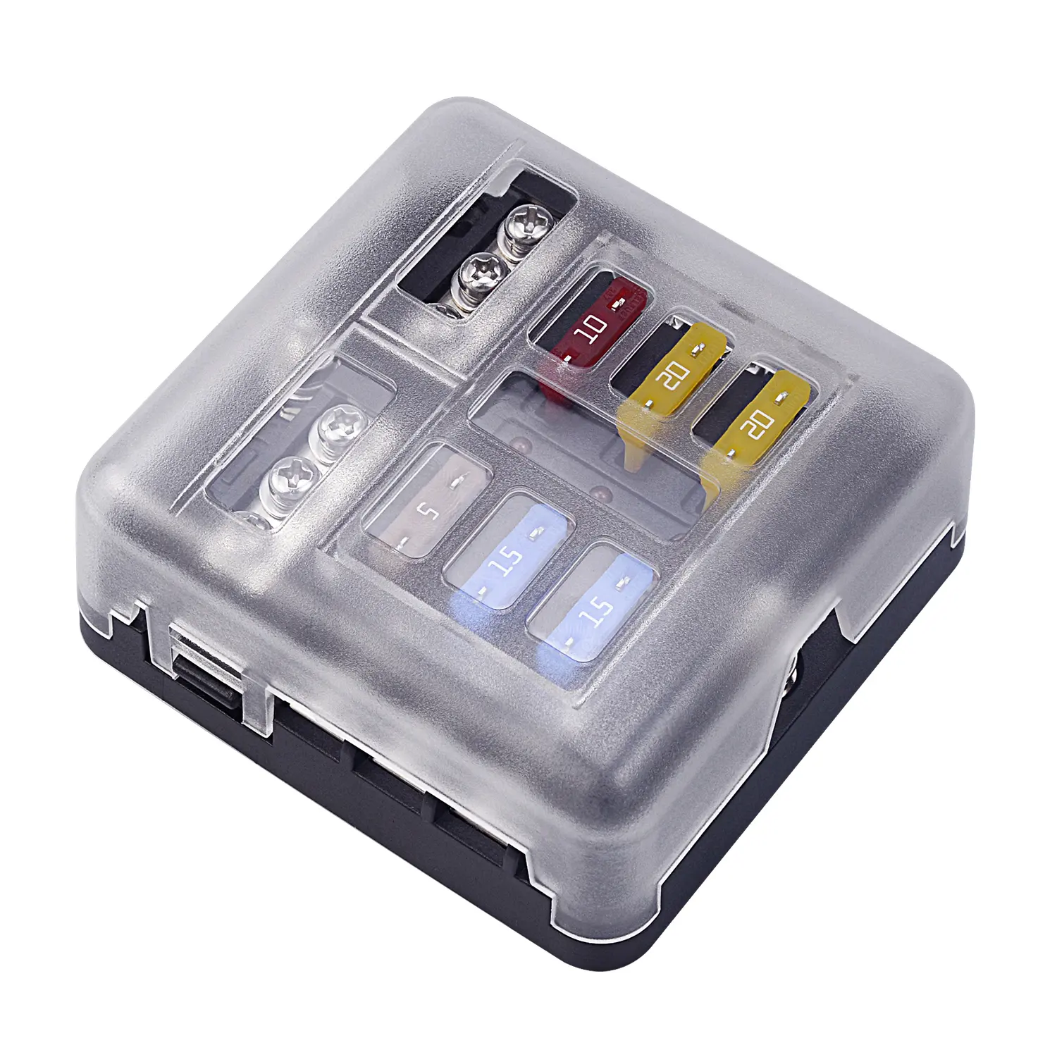 6 Way Auto Fuse Holder Independent positive and negative pole one in multiple out fuse box with LED Screw connection terminal