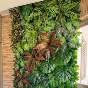 ผนังหญ้าเทียมคุณภาพสูงแบบกำหนดเองสำหรับตกแต่งระเบียงกลางแจ้งด้วยพื้นหลัง<span class=keywords><strong>ต้นไม้</strong></span>สีเขียว - Product Image 1