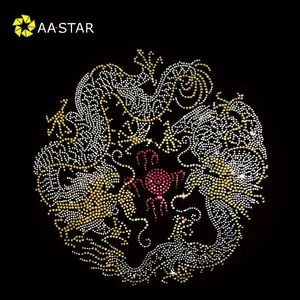 Hot sale rhinestone transfer sheets custom hotfix dragon pattern