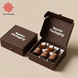Caja de embalaje de velas de lujo reciclable ecológica marrón oscuro Baoren, cajas rígidas de tablero gris, velas perfumadas con logotipo personalizado - Product Image 1