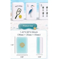 Set Mahjong Tema Pantai Mewah Warna Ganda Biru Mint Akrilik 160 Ubin Hadiah Elegan untuk Wanita Liburan Pantai Malam Permainan