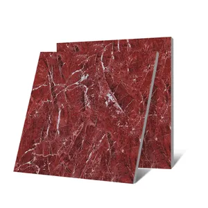 Полированная фарфоровая плитка для пола 60x60, красная Квадратная Мраморная плитка для гостиной, фарфоровая Современная остеклованная плитка, глазурованная плитка