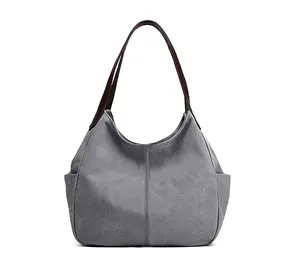 FSY özel logo moda kadın çok cep pamuk kanvas çanta omuz çantaları kılıf cüzdanlar kadın tote çanta