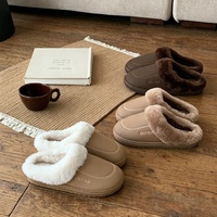 XIXITIAO Pantuflas de Invierno Vintage de Poliéster para Parejas, Impermeables, Antideslizantes, con Forro de Felpa Cálido, para Interiores, Unisex