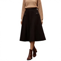 Jupe longue plissée en laine tricotée pour femme, taille naturelle, coupe trapèze, couleur personnalisable
