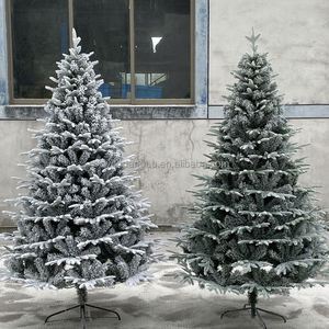 Sapin artificiel décoratif personnalisable de 1,8 m, blanc floqué, en PE+PVC, avec base de support, pour Noël - Product Image 3
