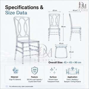 Silla Chiavari Transparente de Policarbonato con Respaldo Geométrico, Ligera y Resistente para Eventos de Boda - Product Image 3