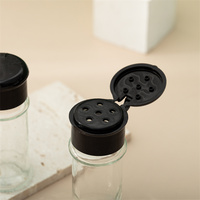 Bouteille de poivre en verre d'assaisonnement ronde transparente de 70ml vide avec bouchon en plastique