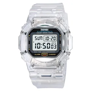 Hot Sale SKMEI 1999 Outdoor Sports Simple Transparent Shell Waterproof Alarm Clock Watch