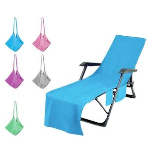 Microfiber Lightweight Printed Pattern <b>Foldable</b> Lounger Beach Towel Chair Cover Storage Pockets - Product Image 1