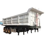 Benne basculante arrière robuste-remorque semi-remorque à benne basculante avec cylindre hydraulique 45 mètre cube 50Ton 2 3 4 essieux à vendre