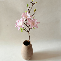 Fleur artificielle en soie Lotus Magnolia, toucher réaliste, en mousse PU, faite à la main, pour vase, arrangement floral de mariage, vente en gros d'usine