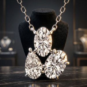 Collier à grappe de diamants harmonieux, coniques et courbes (Cadeau exclusif haut de gamme pour femmes) - Product Image 3