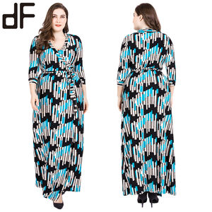 Venta al por mayor 2025 Maxi vestidos casuales para mujeres de talla grande cintura con cinturón temporada otoño para damas <span class=keywords><strong>maduras</strong></span> chicas <span class=keywords><strong>gordas</strong></span> tallas 5XL - Product Image 6