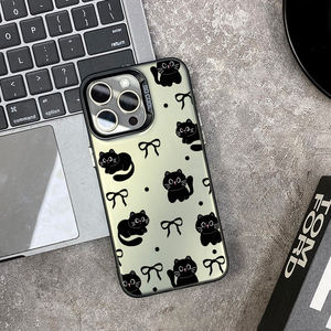 Coque de téléphone en TPU adaptée pour IPhone11 12 13 1415 16 <span class=keywords><strong>petit</strong></span> <span class=keywords><strong>chat</strong></span> <span class=keywords><strong>noir</strong></span> mignon coque argentée colorée coque de téléphone - Product Image 1