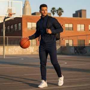 Conjunto Deportivo Casual para Hombre Wembley Sports, Cuello Redondo, Tejido Grueso, Transpirable, Poliéster/Algodón, para Invierno - Product Image 5