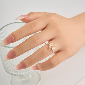 Flower Crystal <b>Ring</b> Micro Paved Adjustable Index Finger Stackable Jewelry Everyday Wear - Product Image 2
