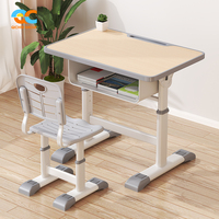 Prix de gros Bureau d'étude avec chaise et rangement pour livres Table et chaises d'apprentissage pour enfants Table et chaises complètes pour enfants Ensemble table et chaises pour enfants