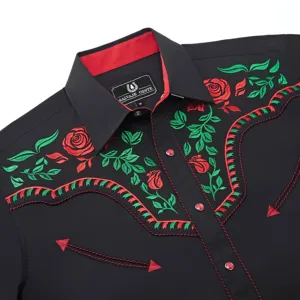 メンズ長袖シャツ洋風カジュアル刺繍メキシコカウボーイファッションシャツ
