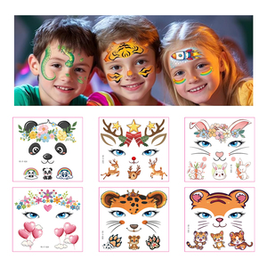 <span class=keywords><strong>Tatuaggi</strong></span> Temporanei a Trasferimento d'Acqua con Volto di Animale Cartoonesco, Adesivi Impermeabili per Trucco e Pittura Facciale, <span class=keywords><strong>Tatuaggi</strong></span> Finti per Bambini - Product Image 1