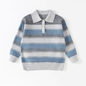 Suéter a Rayas Versátil para Niños, Otoño 2026, Ropa Infantil Nueva, Camisa de Punto con Cuello Polo Informal para Niños Grandes - Product Image 4
