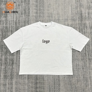 HUACHEN 2025 Venta al por Mayor de Fábrica, Camiseta Personalizada de Algodón de Punto con Cuello Grueso, Corte Holgado, Lisa, Blanca/Negra para Hombre - Product Image 6